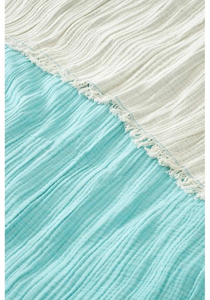 Turkusowa narzuta muślinowa 170x250 cm Muslin – Mijolnir
