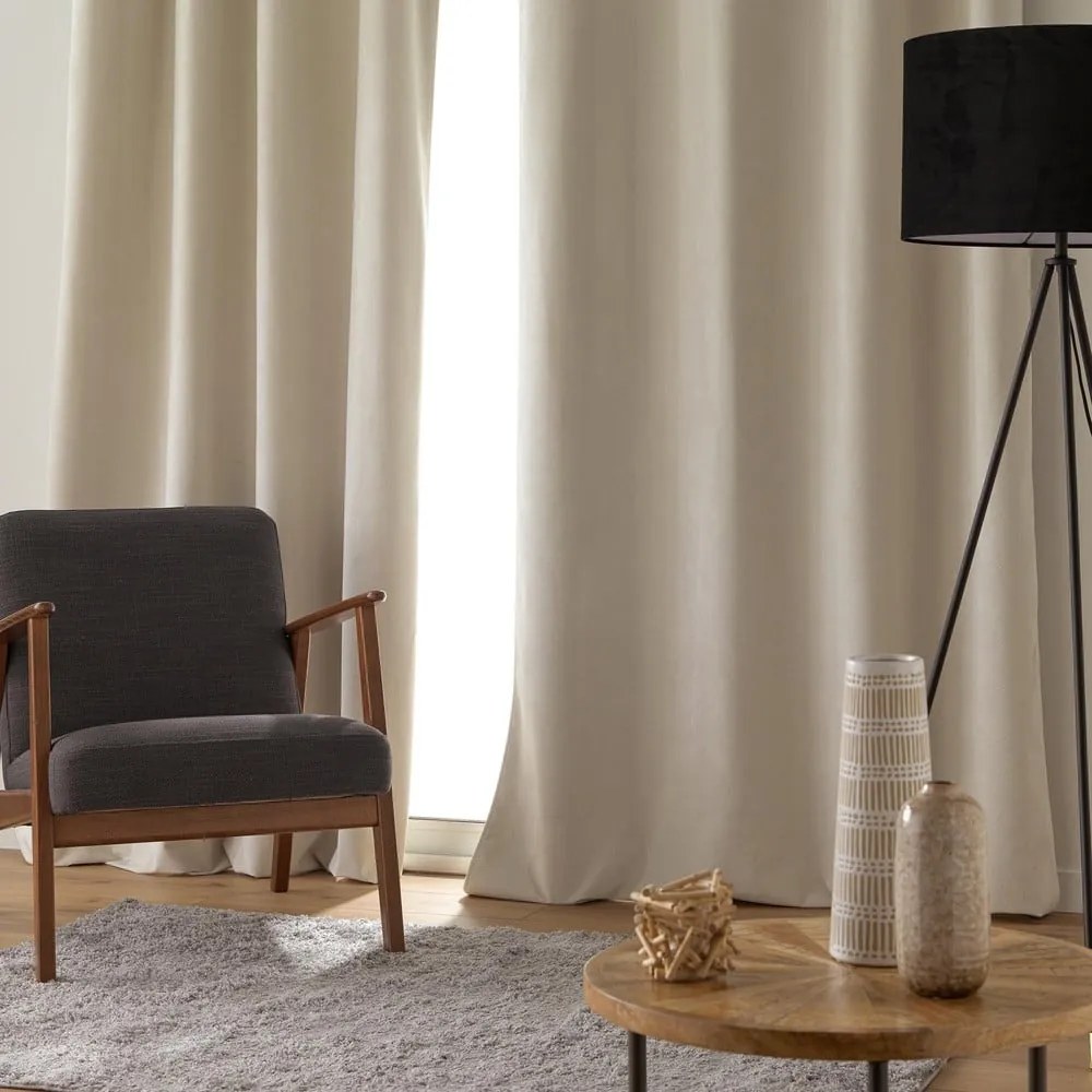 Beżowa aksamitna zasłona 140x260 cm Olympe – douceur d'intérieur