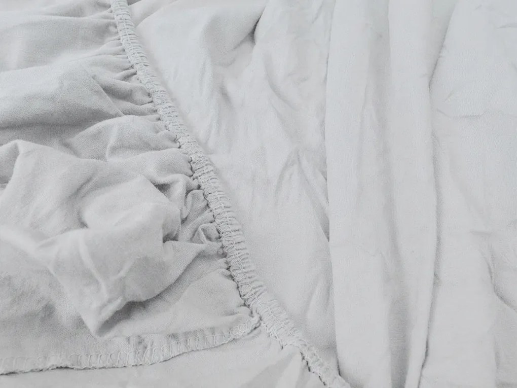 PrzytulneMieszkanie.pl Prześcieradło jersey z lycrą srebrne 90 x 200 cm