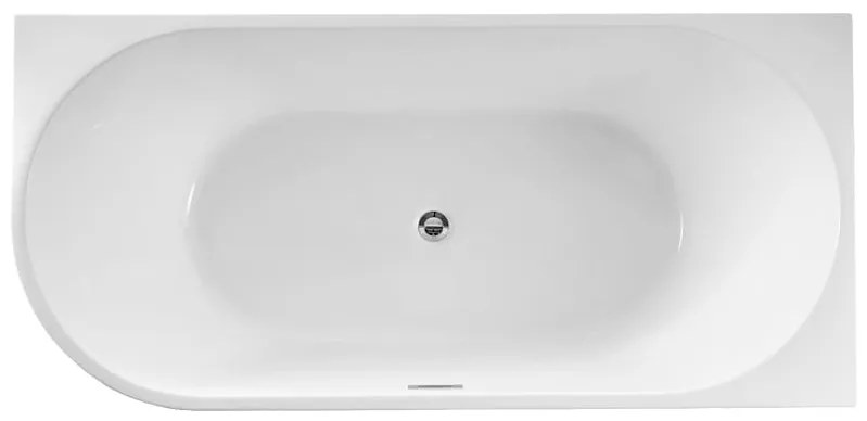 Wanna wolnostojąca narożna WALL Beige Matt / Glow prawa konglomerat beżowa błyszcząca/matowa 160 x 75 cm z przelewem typu SLIM : Kolor wanny - Biały połysk