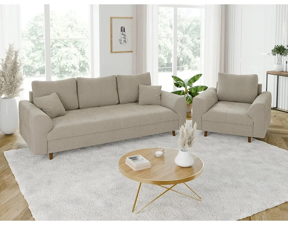 Beżowa sofa z materiału bouclé 210 cm Ariella – Ropez