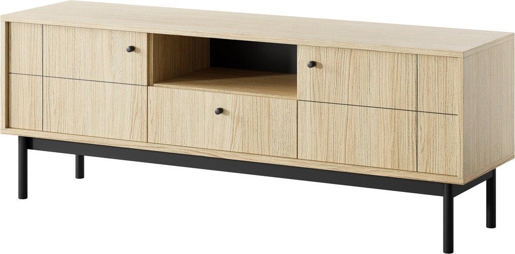 Szafka RTV stojąca GIAPPONESE 153,5 cm do Salonu pod Telewizor 1 Szuflada - Dąb