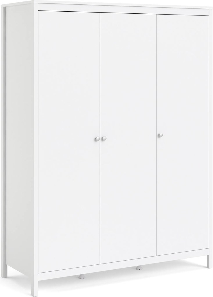 Trzydrzwiowa szafa ubraniowa na nóżkach Madrid 3D biały mat