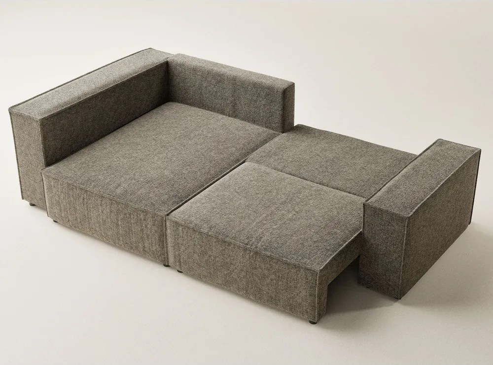 Brązowy rozkładany/ze schowkiem narożnik z tkaniny szenilowej (lewostronny/w kształcie litery L) Tonga – Maison de Rêve