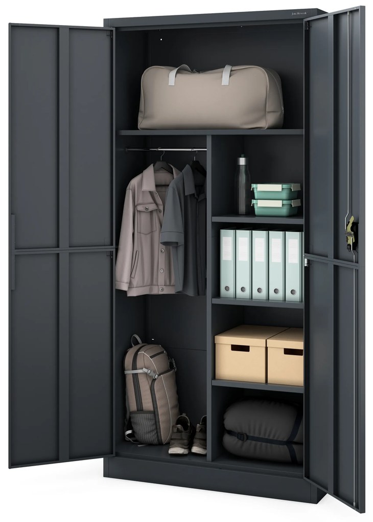 Szafa gospodarcza metalowa DAWID, 900 x 1850 x 400 mm, Smart: antracytowa