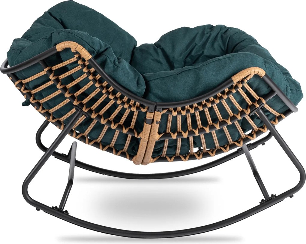 Bujany fotel ogrodowy z poduszką Elton, zielony