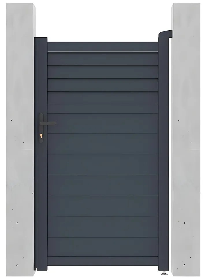 Skrzydłowa, aluminiowa furtka z żaluzją Dł.103 x Wys.181 cm antracytowa VIAZO