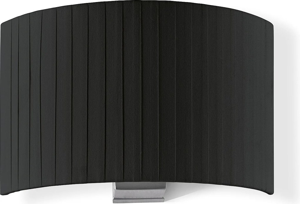 Kinkiet Amsterdam w klasycznym stylu - Wysoko?? 21 cm - wn?trze - stal i satynowany nikiel - czarny plisowany aba?ur wst?gowy - E27 Ø45 Max. 40W-IP20