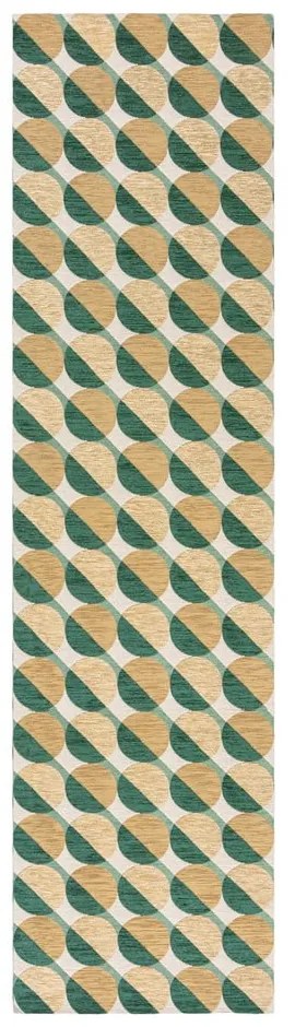 Żółto-zielony chodnik 60x230 cm Carlos Circle Geo – Flair Rugs