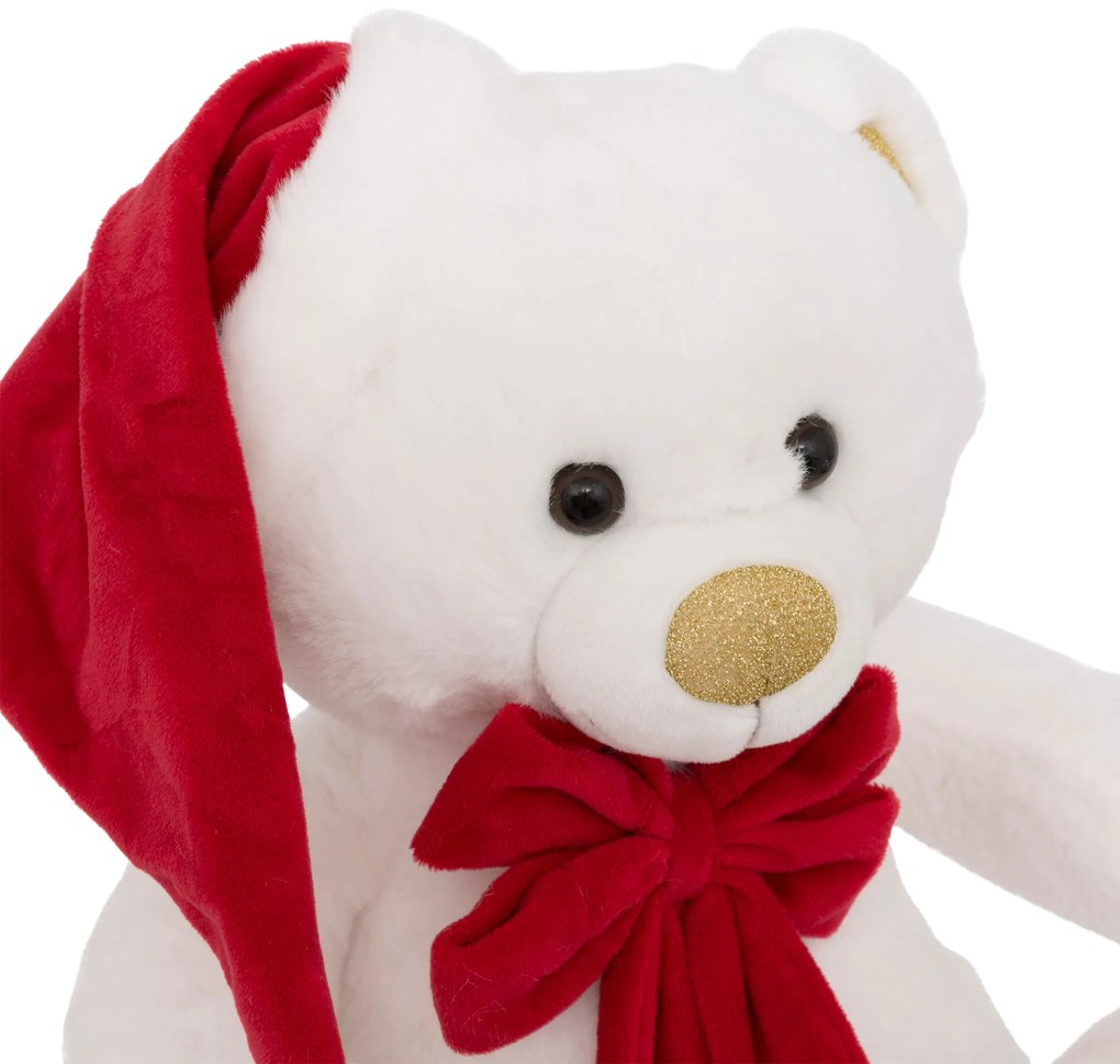 Maskotka miś z czapką Świętego Mikołaja, 25 cm