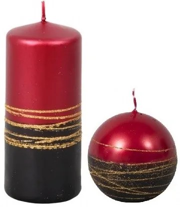 Świeczka świąteczna Lumina Gold walec, czerwony