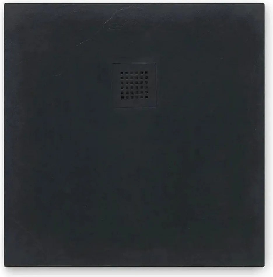 Brodzik prysznicowy "Milano" cienki kwadratowy czarny z żywicy imitującej kamień, antypoślizgowy, 70x70h cm