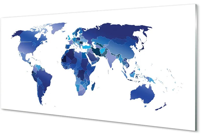 Szklany Panel Niebieska mapa