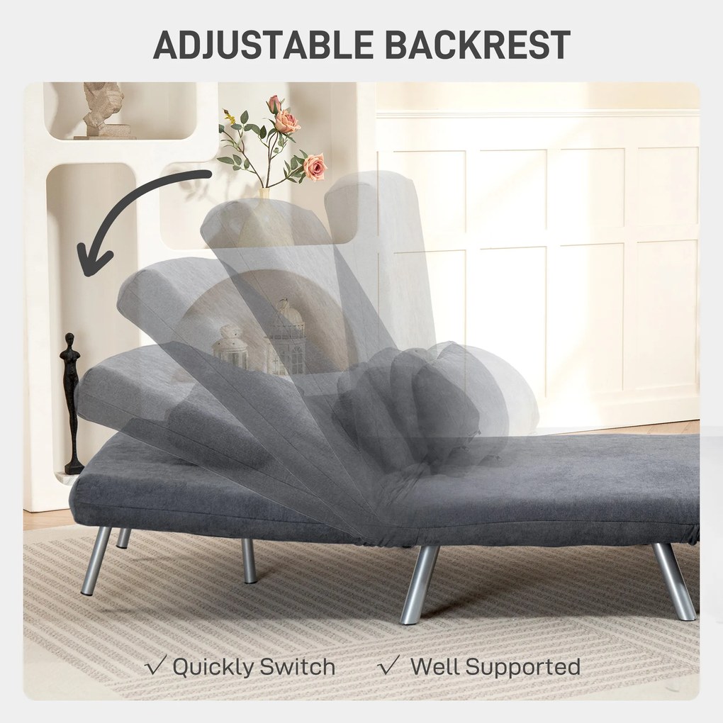 HOMCOM Fotel z funkcją łóżka, design 2-w-1, fotel do spania, łóżko gościnne, materiał pokryciowy, z poduszką, ciemnoszary