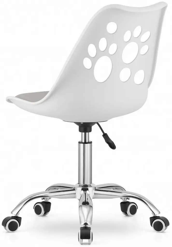 Biało-szary obrotowy fotel do pokoju dziecięcego M0-W65