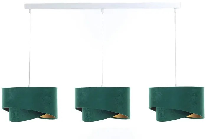 Biało-zielona lampa wisząca nad stół potrójna - S498 P3-F29