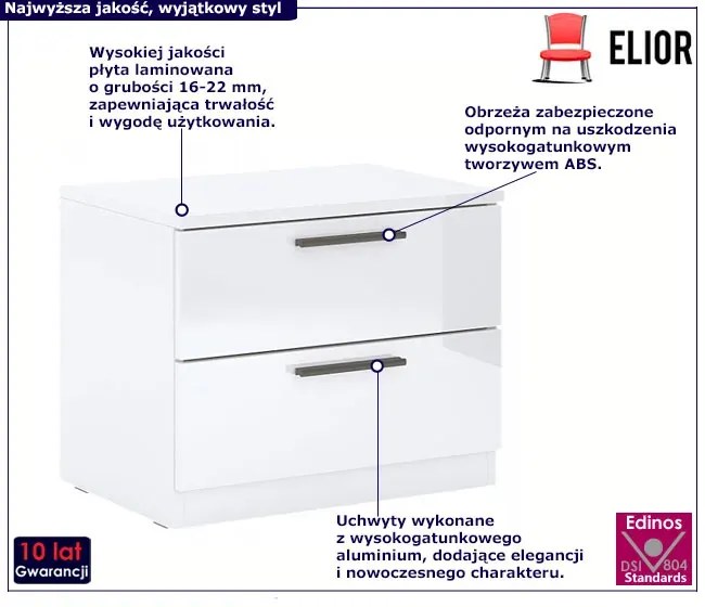 Biała szafka nocna z szufladami - Brasi 5X