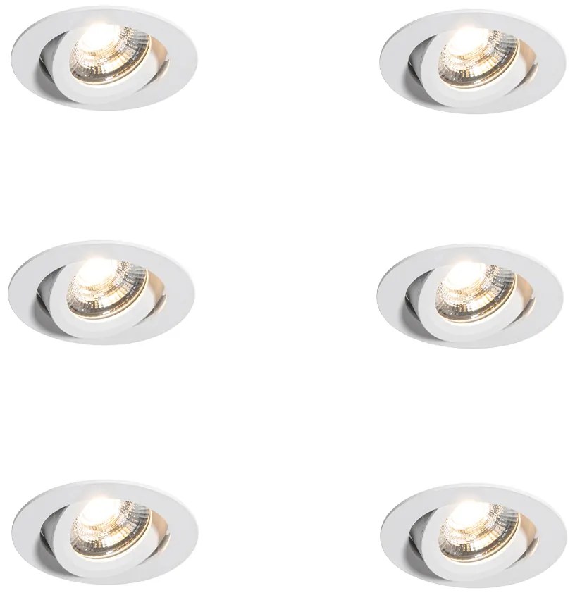 Zestaw 6 nowoczesnych białych reflektorów wpuszczanych 8,2 cm z LED IP54 Ultra Slim - Pupil