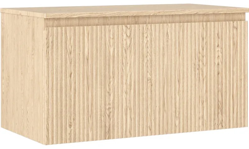 Mexen Rivel szafka łazienkowa podumywalkowa 90 cm z blatem, 1 szuflada, ryflowana , dąb - 91A20-09047-1-BFC81
