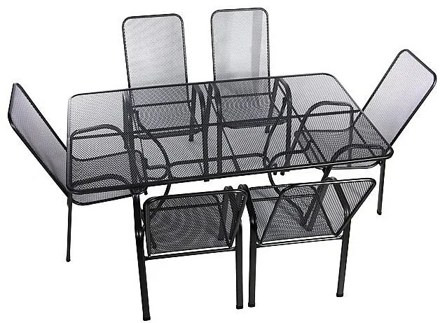 Metalowy zestaw ogrodowy SANDRA 1 + 6 stół 145x90 cm (CT309)