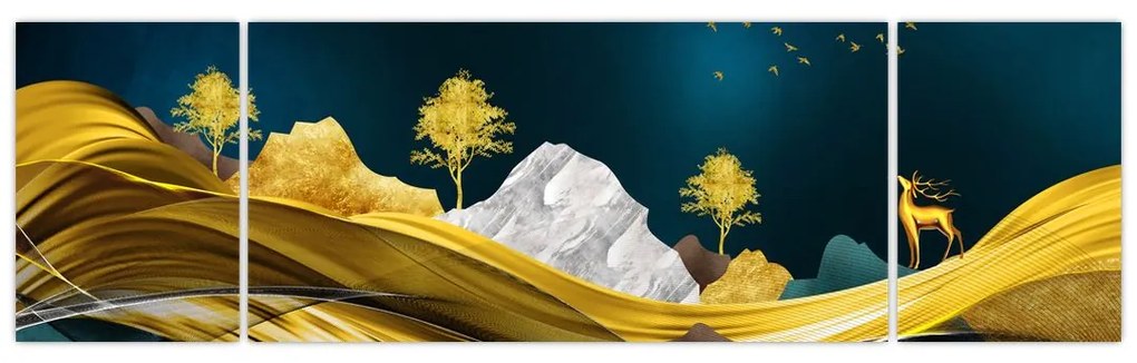 Obraz - Jeleń w krajobrazie (170x50 cm)