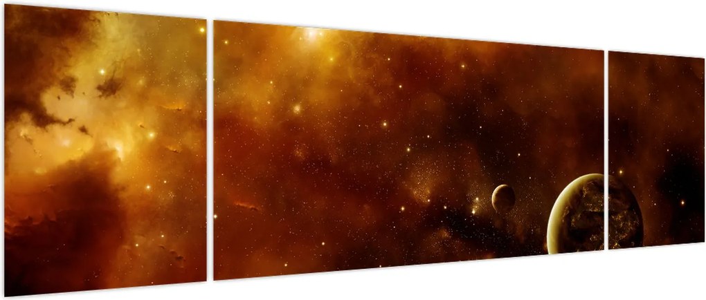 Obraz - Planety z mgławicą (170x50 cm)