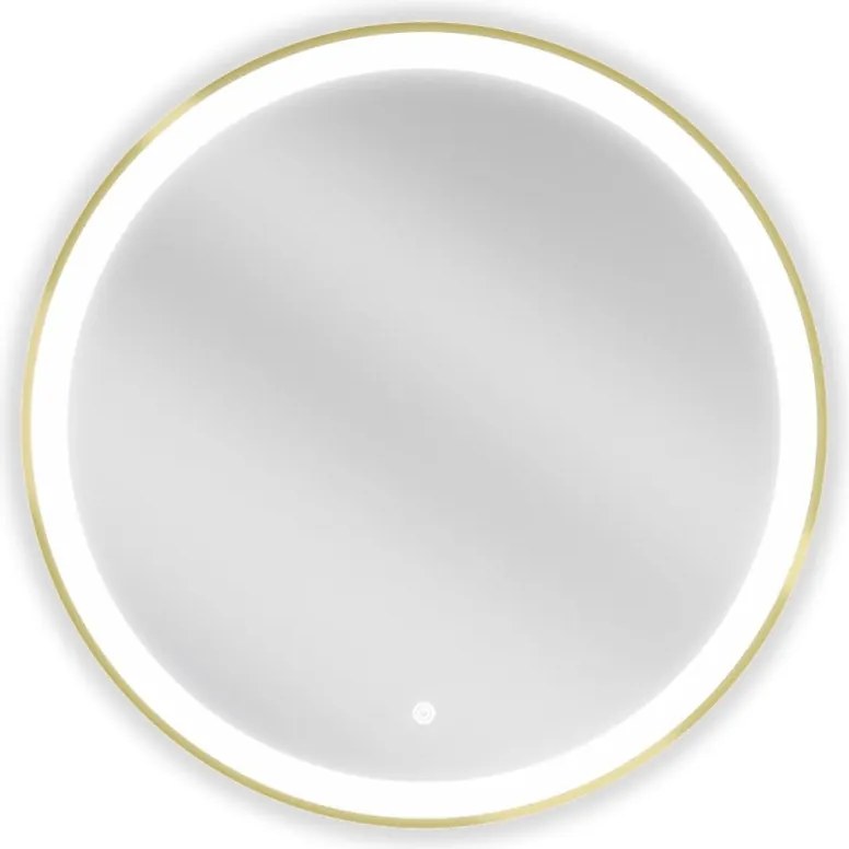Mexen Esso lustro łazienkowe podświetlane, okragłe 70 cm, LED 6000K, antypara, rama złota szczotkowana - 9825-070-070-611-50