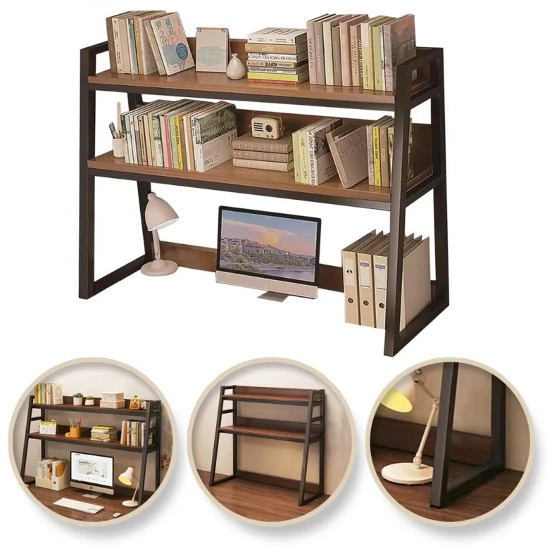 Wielofunkcyjna 3-poziomowa półka VERTEX czarna/orzech