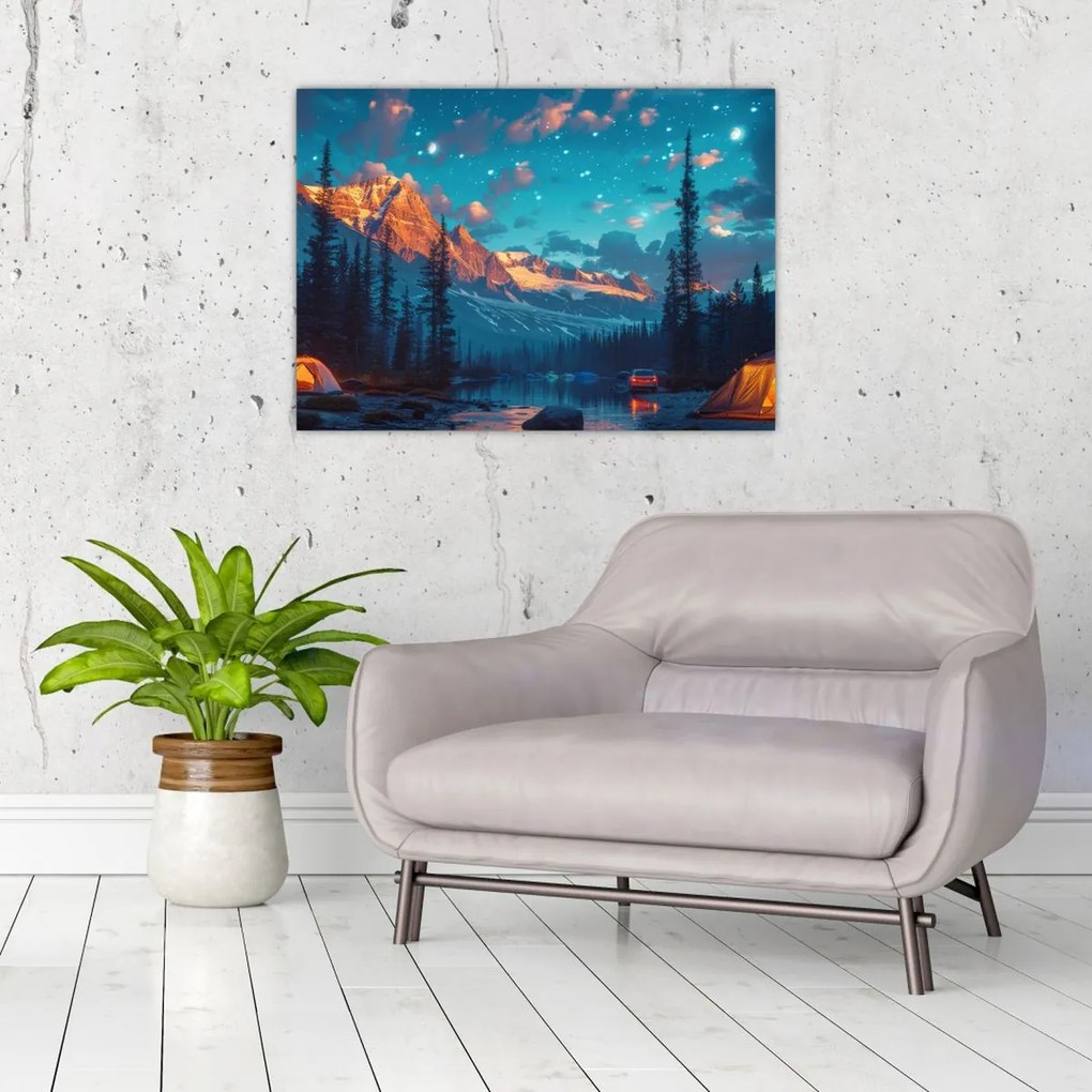 Obraz - Kemping w górach (70x50 cm)