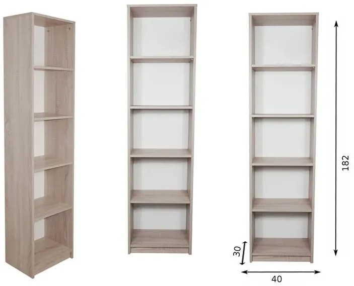 Wysoki Regał Dąb Sonoma 40 Cm 2 Kolory R1-D75