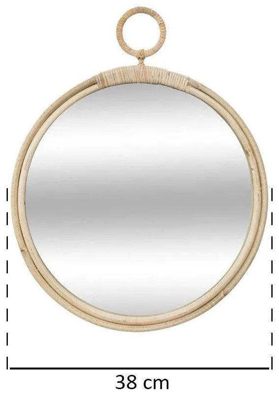 Lustro w oprawie z wikliny, Ø 38 cm, okrągłe