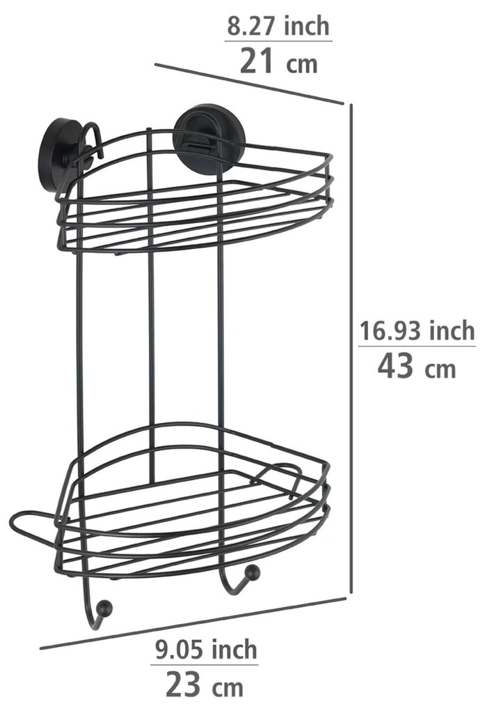 Półka pod prysznic Vacuum-Loc, dwupoziomowa, metalowa, WENKO