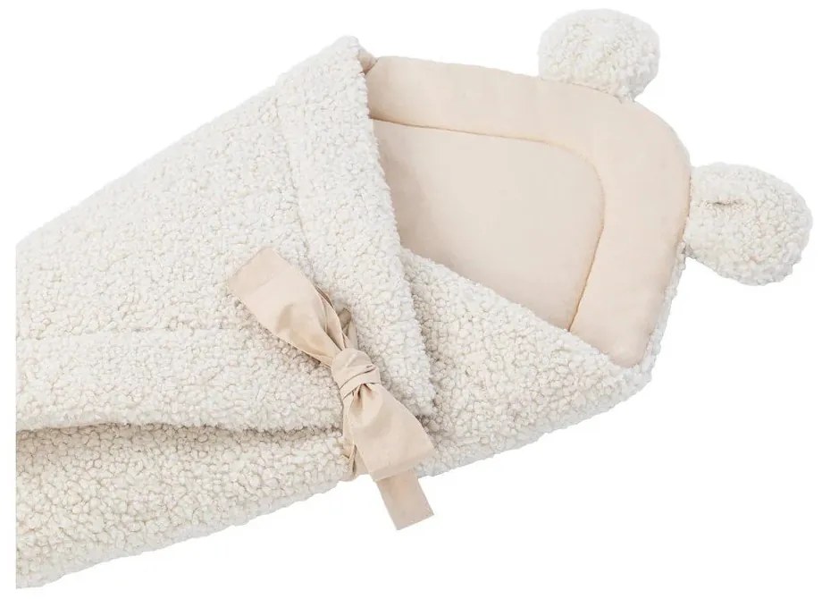 Kremowy rożek niemowlęcy z materiału sherpa 35x65 cm – Meowbaby