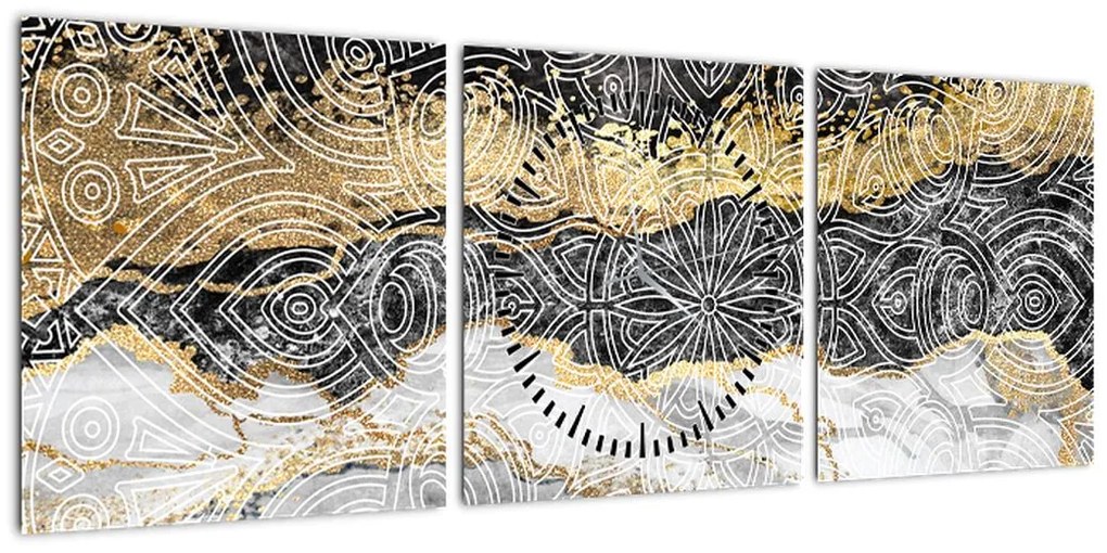 Obraz - Mandala w marmurze (z zegarem) (90x30 cm)
