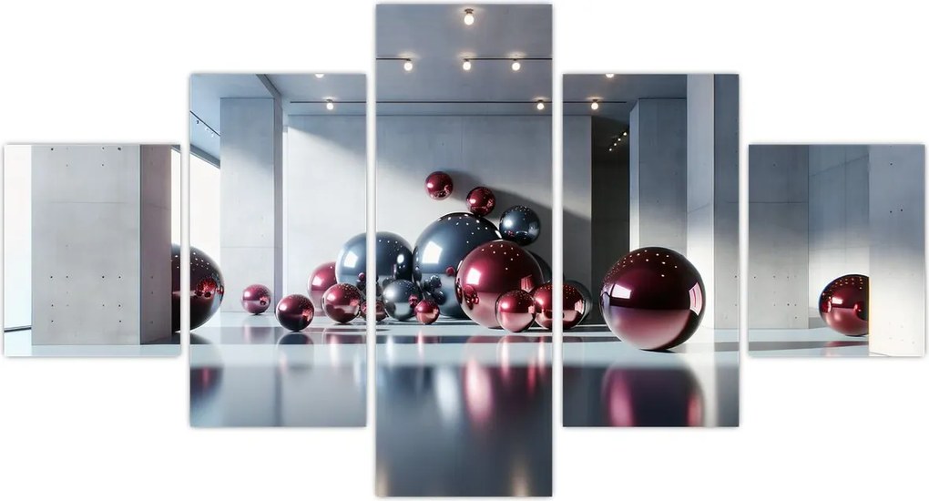 Obraz - 3D przestrzeń z kulami II. (125x70 cm)