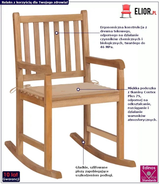 Fotel bujany z beżową poduszką - Nevios