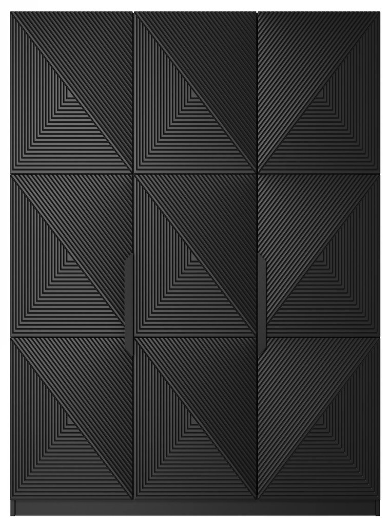 Szafa Asha 150 cm z metalowymi uchwytami - czarny mat / czarne uchwyty