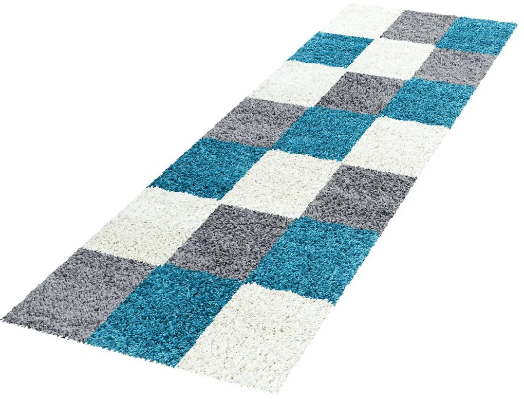Dywan Shaggy Life szaro-turkusowy 80 cm x 250 cm