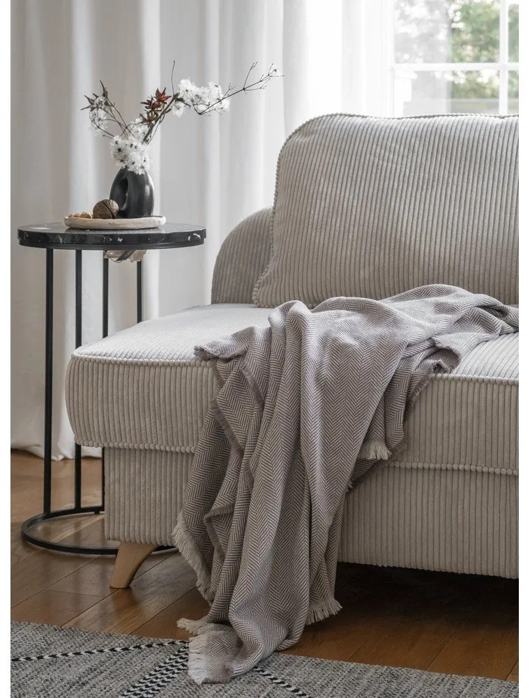 Beżowy sztruksowy szezlong (prawostronny) Chic Charlotte – Miuform