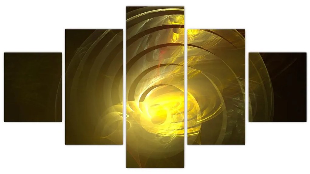 Obraz żółtej abstrakcyjnej spirali (125x70 cm)