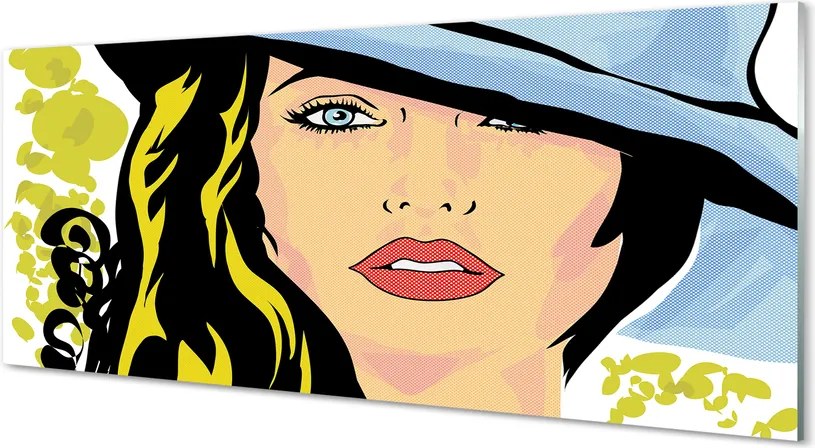 Szklany Panel Portret Kobiety w Kapeluszu