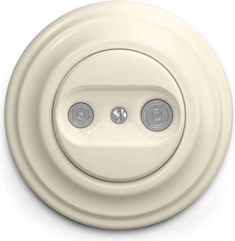 Kliklap - Retro gniazdo antenowe TV+R (przelotowe) z ramką beżowe