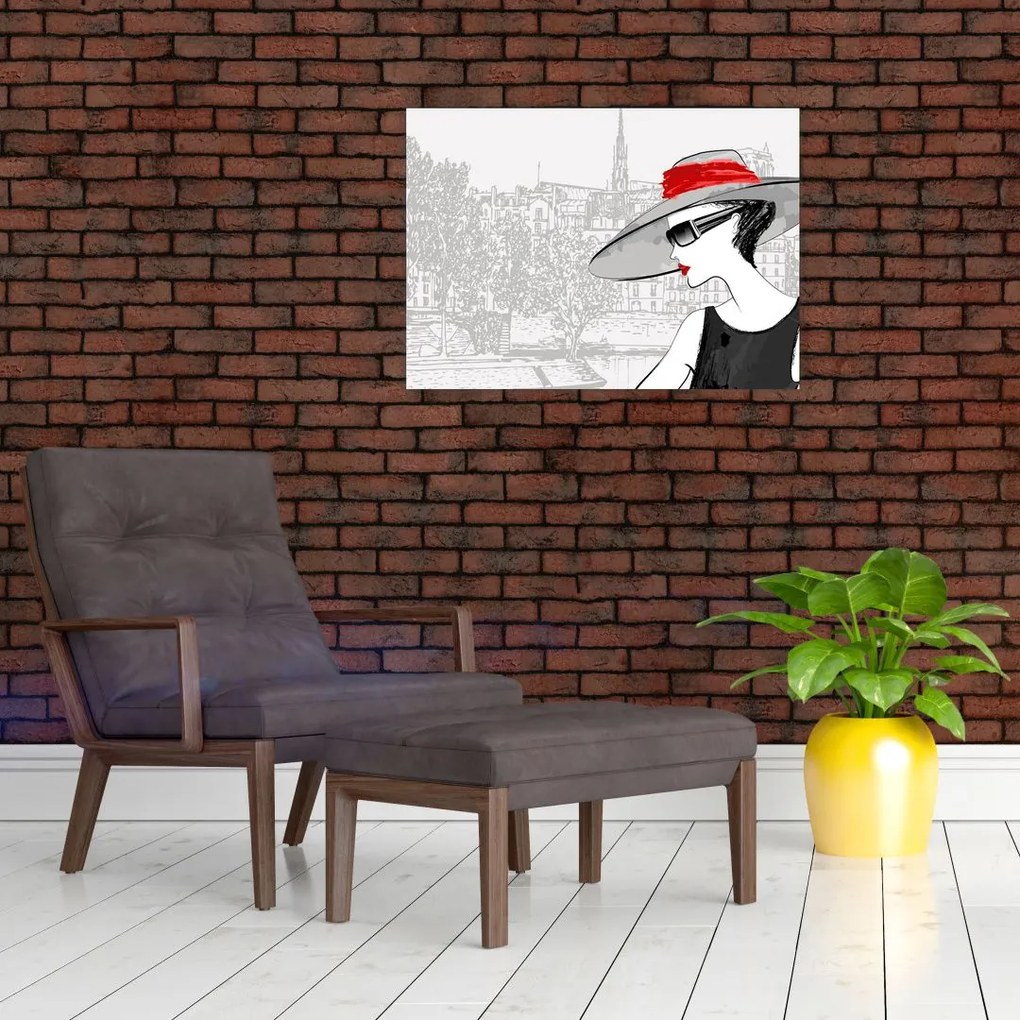 Obraz na szkle  - Dama w mieście (70x50 cm)