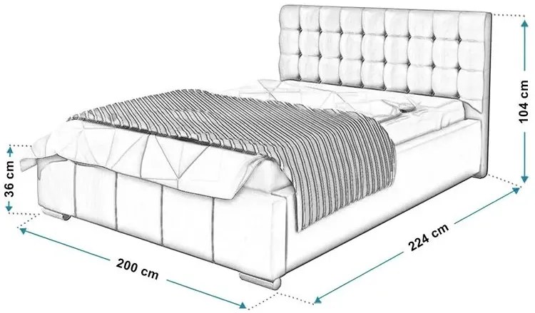 Tapicerowane łóżko ze schowkiem 180x200 Elber 3X Vitrea