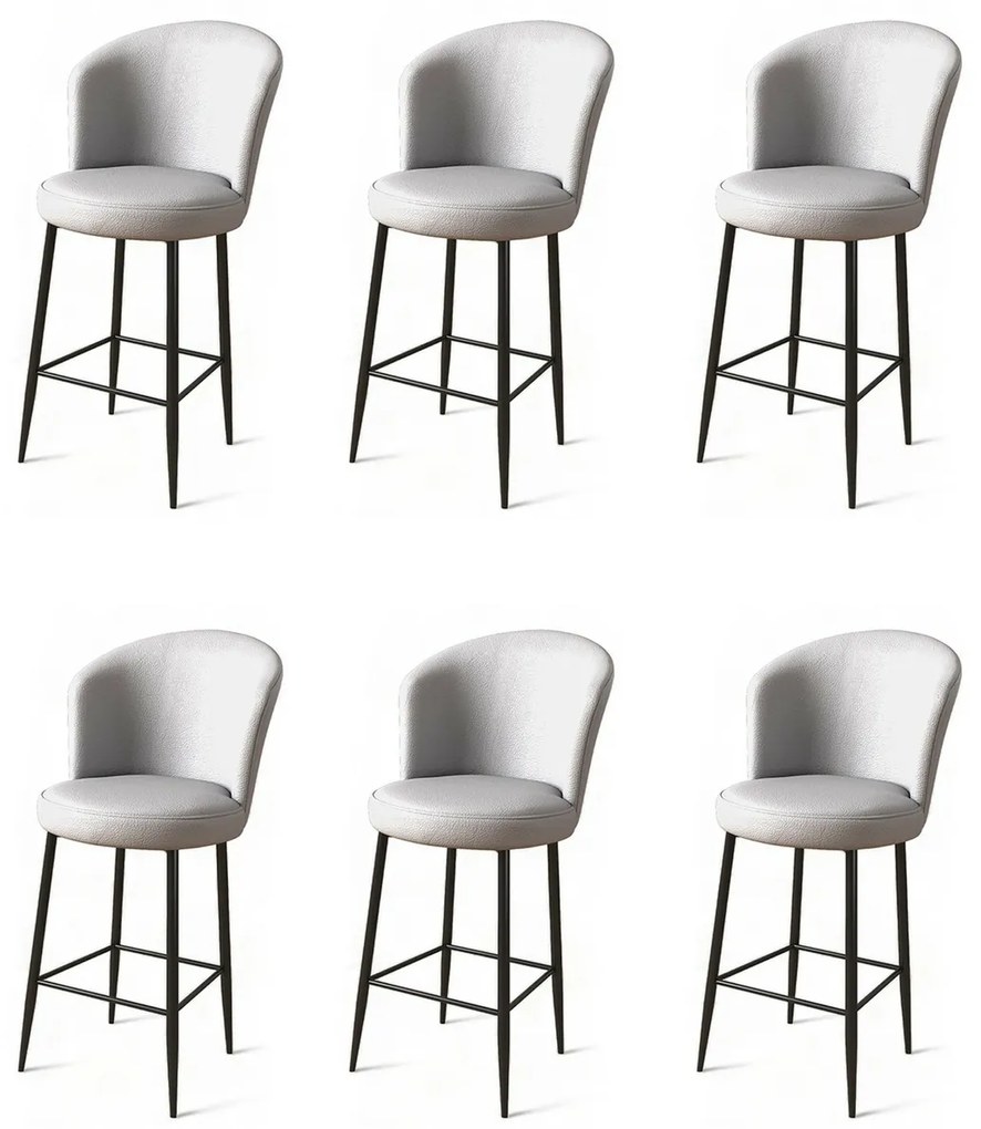 Zestaw krzeseł barowych Uras Grey and Black, 6szt., 6 szt.