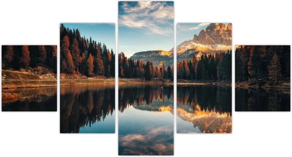 Obraz - Alpy, Włochy, Dolomity, Lago Antorno (125x70 cm)