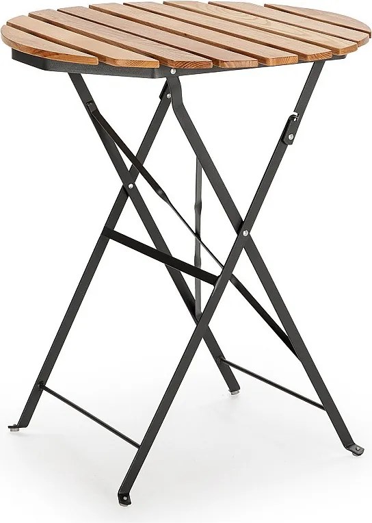 Stół ogrodowy składany Ambar z drewna i czarnego metalu