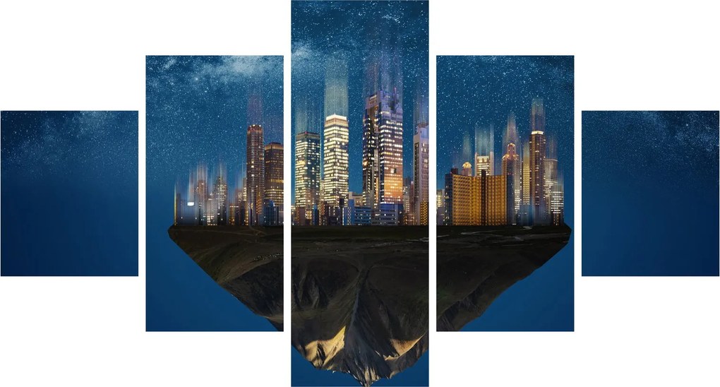 Obraz - Wielkie miasto unoszące się w kosmosie (125x70 cm)