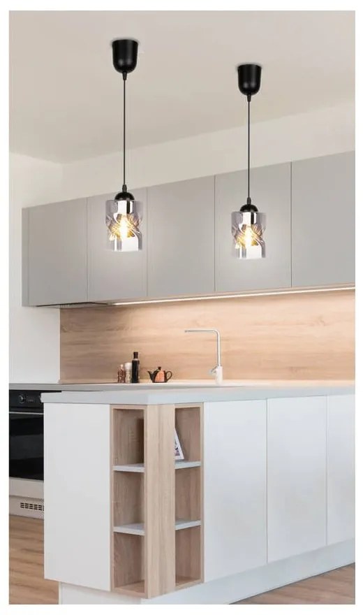 Czarna lampa wisząca ze szklanym kloszem ø 10 cm Felis – Candellux Lighting