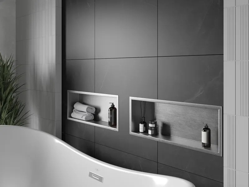 Mexen X-Wall-R półka wnękowa z kołnierzem 60 x 20 cm, inox - 1910602010